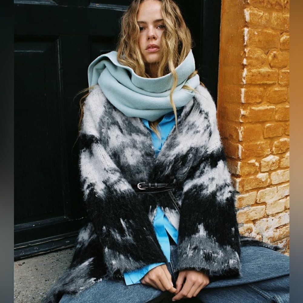 ZARA OPEN FRONT KNIT COAT - Picture 7 of 9